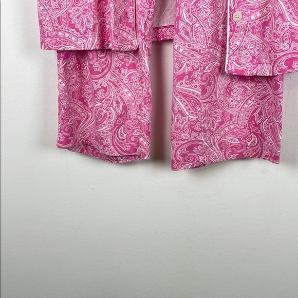 Lauren Ralph Lauren Black Label Pink Paisley Women's M Button Down Sleepwear Set - Picture 2 of 8